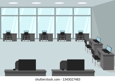Empty office interior. No people. Vector illustration.