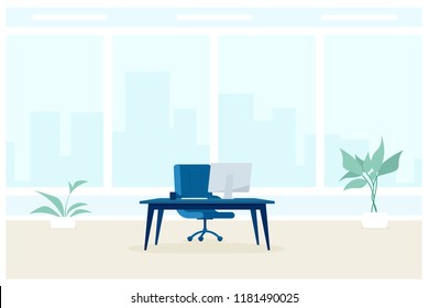 Empty office room with big window. Modern interior