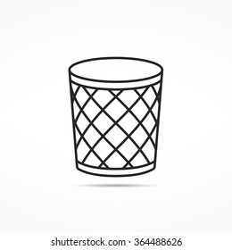 Empty Office Trash Can Line Icon, Vector Eps10 Illustration