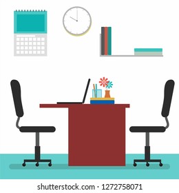 Empty office vector illustration with flat design 