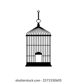 Empty open bird cage icon silhouette vector illustration design.

