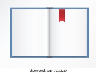 Realistic red blank hardcover book with bookmark Vector Image