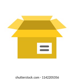 Empty Open Box, Flat Icon Design Pixel Perfect