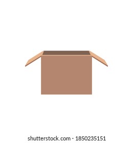 Empty open cardboard box. Isolated on a white background. Isometry in perspective. Vector stock illustration.