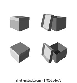 Empty open and closed cardboard box. Isolated on a white background.Isometry in perspective. Vector illustration.