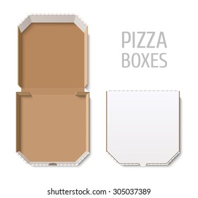 Empty open and closed pizza boxes
