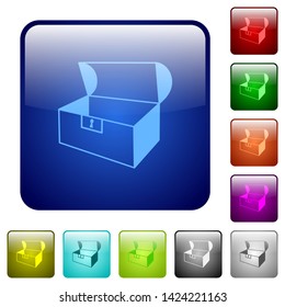 Empty open coffer icons in rounded square color glossy button set
