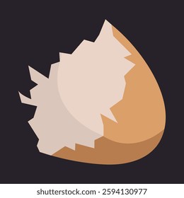 An Empty Open Cracked Egg Shell in a Cracked Half Peeled Shell Clipart Cartoon Vector Illustration Isolated on White Background