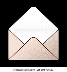 empty open envelope Valentines day minimal love letter vector illustration..