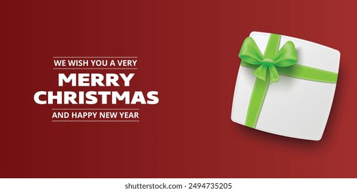 Empty Open gift box template. Xmas design Realistic decorative objects. Sale banner, surprise poster, flyer and brochure. mock up holiday. Celebrate birthday, anniversary, wedding. flat lay, top view