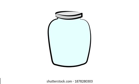 Empty open glass jar isolated on white background