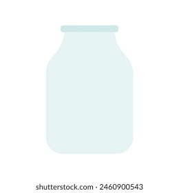empty open glass jar isolated on white background, flat vector illustration