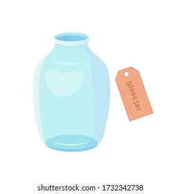 Empty open glass jar. Vector cartoon flat illustration isolated on white background.