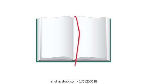 
empty open green book on a white background