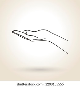 empty open hand on a light background  