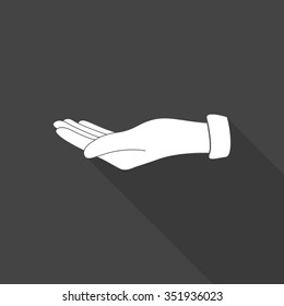 empty open hand vector icon with long shadow