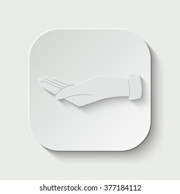 empty open hand vector icon - paper illustration