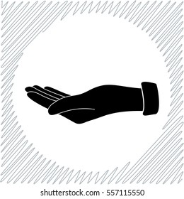Empty open hand vector icon - black  illustration