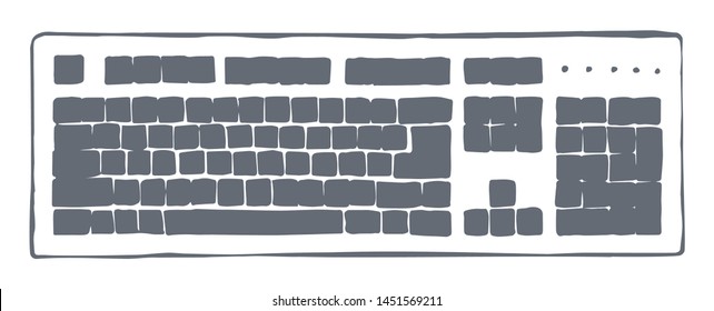 Empty open Lcd macbook type on white table backdrop. Outline ink hand drawn led mac netbook. Www social online data layout logo emblem in modern art doodle style on paper space for text. Close up view