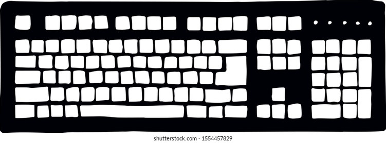 Empty open Lcd macbook type on white table backdrop. Outline ink hand drawn led mac netbook. Www social online data layout logo emblem in modern art doodle style on paper space for text. Close up view