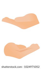 Empty open palm hand gesture vector cartoon illustration isolated on white background.