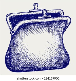 Bolso abierto vacío. Estilo Doodle