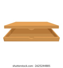 Empty open rectangular pizza box is waiting to be used for food delivery