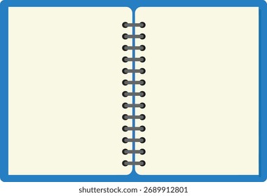 Empty Open Spiral Notebook with Blank Pages Ready for Notes, Drawing, or Journaling on White Background