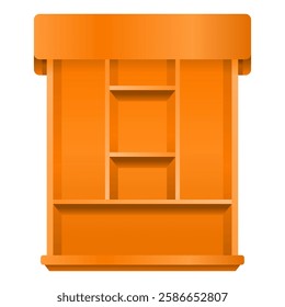 Empty Open Wooden Drawer Top View Vector. Furniture Wooden Drawer Icon.