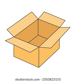 Empty opened cardboard box. Parcel icon
