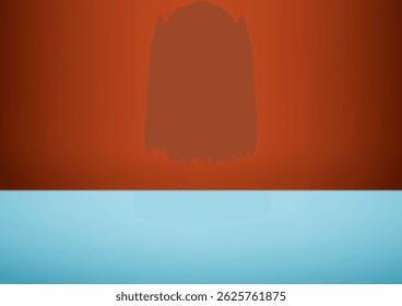 Empty orange and blue studio room background. Empty Room Studio with table. Space for selling products, backdrop, wallpaper, background, text. Gradient table. Vector illustration.