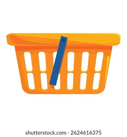 La cesta de la compra naranja vacía está esperando ser llenada de comestibles