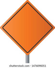 Empty orange sign on white background.