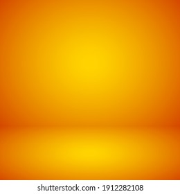 Empty orange studio abstract background with spotlight effect. Product showcase backdrop.
