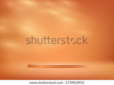 Empty Orange studio room background with shadow leaves space for selling products, backdrop, wallpaper, background, text. Vector illustration.