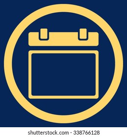 Empty Organizer Day vector icon. Style is flat rounded symbol, yellow color, rounded angles, blue background.
