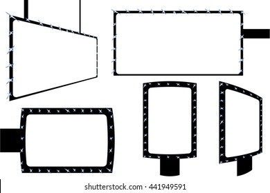 Empty outdoor billboards set, simple black and white.