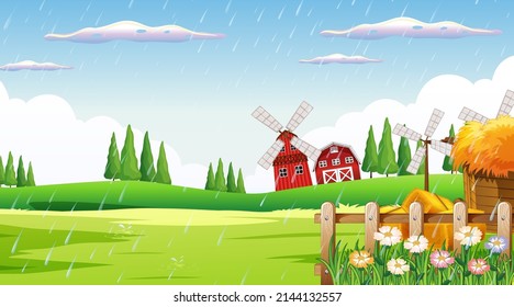 Empty outdoor farm background illustration