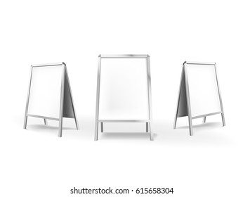 Empty outdoor indoor sidewalk signboard. Stander advertising stand banner shield display. Vector Illustration Isolated On White Background.
 svg