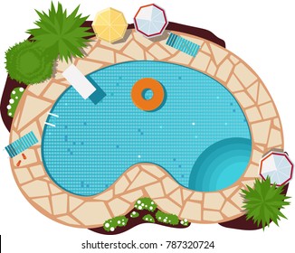 Empty outdoor pool, view from above, EPS 8 vector illustration, no transparencies 