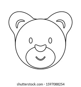 Empty outline of bear head isolated on white background. Anti-stress drawing for coloring children and adults. Drawing on a t-shirt, logo or tattoo. 
