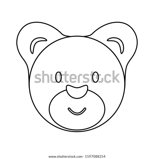 Empty Outline Bear Head Isolated On vector de stock (libre de regalías