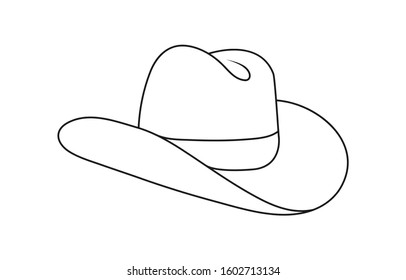 Empty Outline Cowboy Hat Headdress Icon Stock Vector (Royalty Free ...