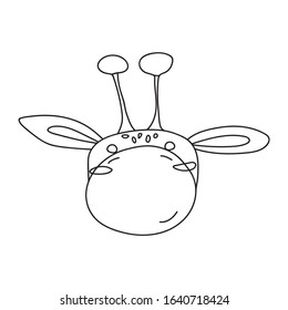 Empty outline of cute doodle giraffe head isolated on white background. Anti-stress drawing for coloring children and adults. Drawing on a t-shirt, logo or tattoo. Stock vector illustration