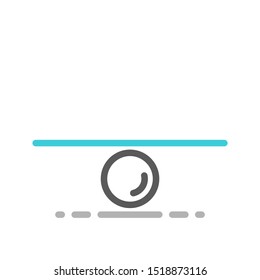 Empty outlined black and turquoise blue scales with shadow isolated on white. Perfect balance, harmony, comparison and choice concept. Flat line style. EPS 8 vector illustration, no transparency