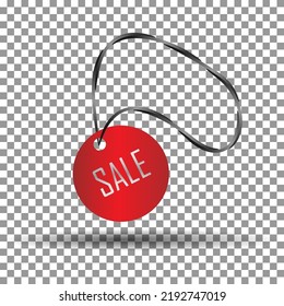 Empty Oval Or Dogs Badge Hanging On Paper Chain. Vector Round Sale Object Isolated On White Background. 