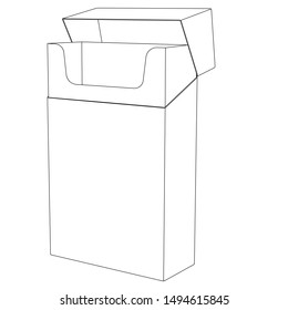 Empty pack of cigarettes. Outline icon. Vector illustration isolated on white background