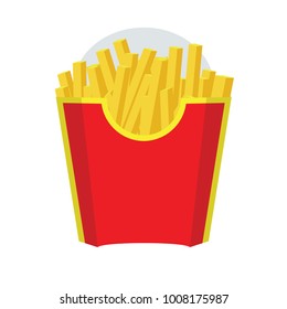 Empty Packaging box for French Fries. Fast Food Icon. Red color design. Vector with Flat and solid color design.