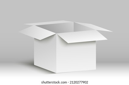 Empty packaging boxes, cube view and product package mockups 3d vector illustration White box mockup.