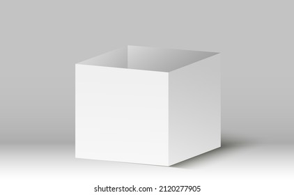 Empty packaging boxes, cube view and product package mockups 3d vector illustration White box mockup.